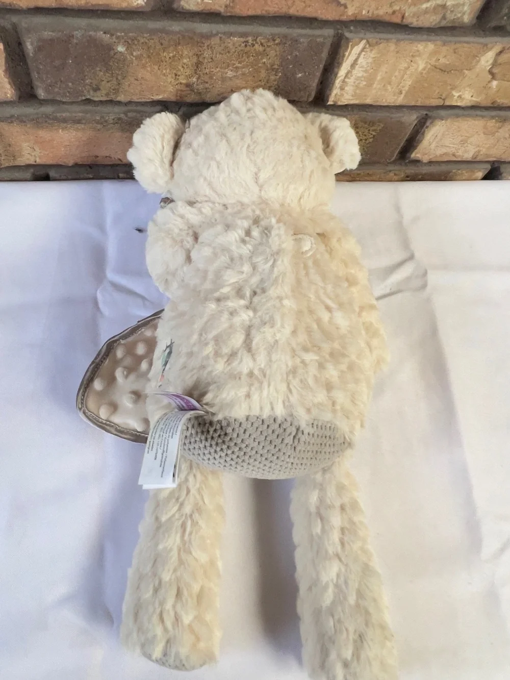 Scentsy Cream Bear with Triangle Pattern Lovey (Green, Orange, Yellow)